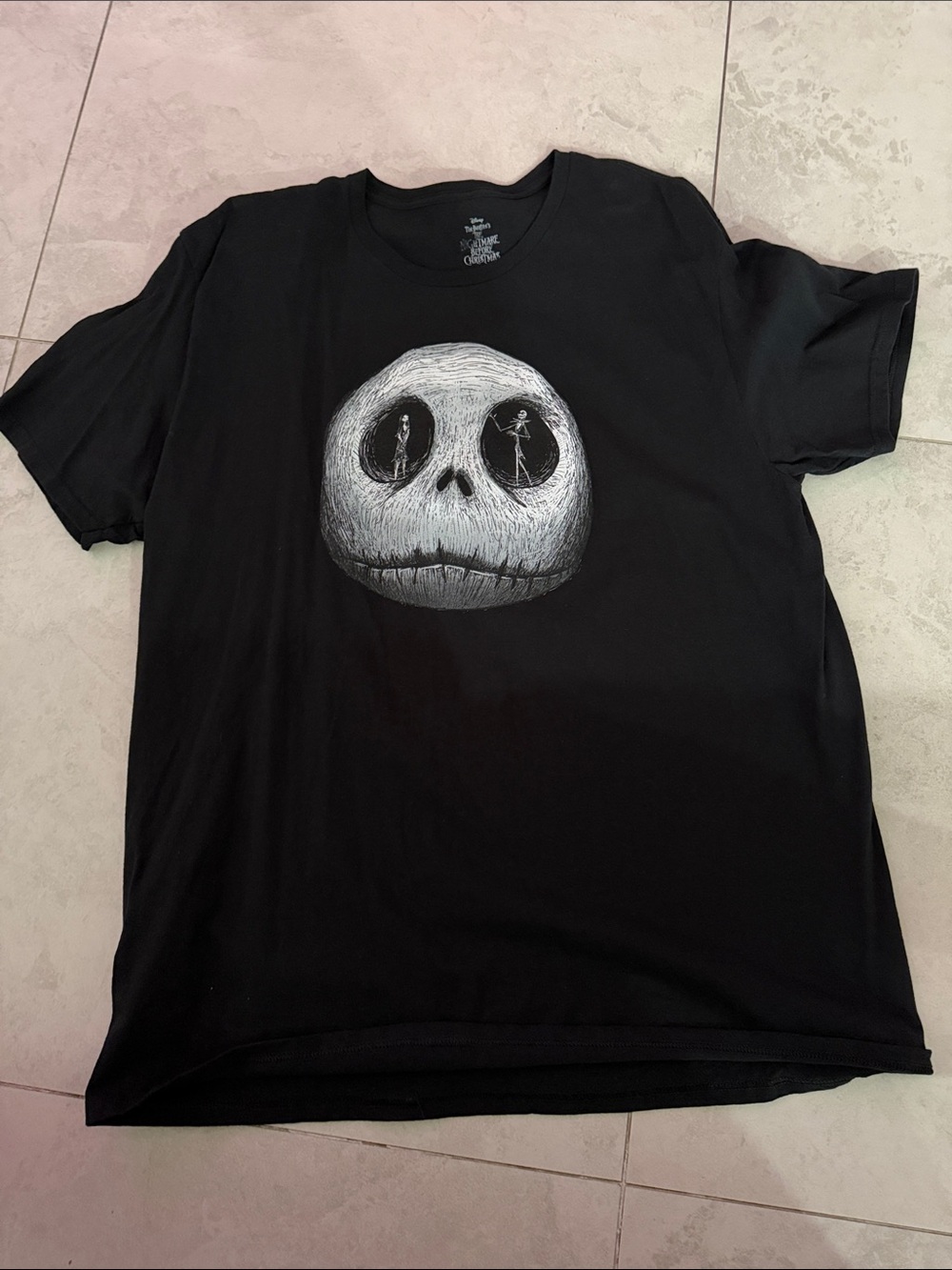 Disney Black Short-Sleeve Tee with White Jack Skellington Face
